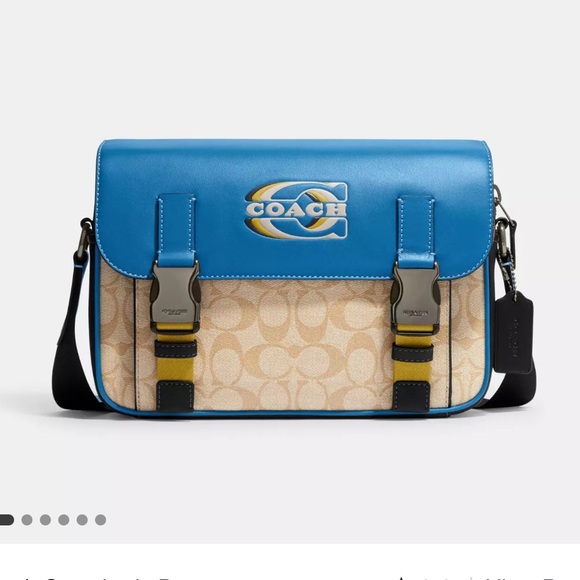 Coach Track Crossbody In Colorblock Signature Canvas With Coach Stamp - Picture 1 of 8